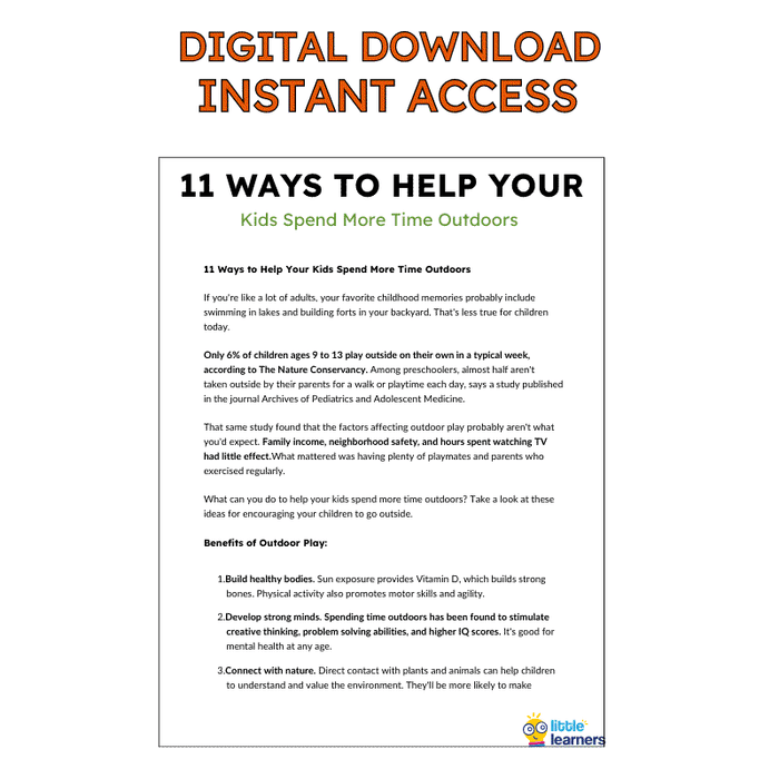 EBOOK | 11 Ways to Help Your Kids Spend More Time Outdoors