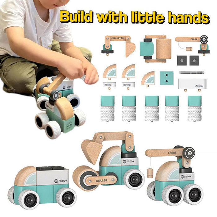 TinyBuilder Wooden Montessori Vehicle Set