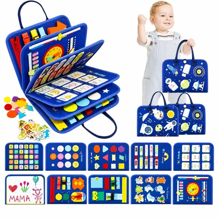 Montessori felt learning busy board for toddlers with interactive educational activities and portable design