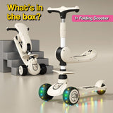 2-in-1 Sit & Scoot folding scooter with flip-down seat and light-up wheels for kids ages 3 to 10