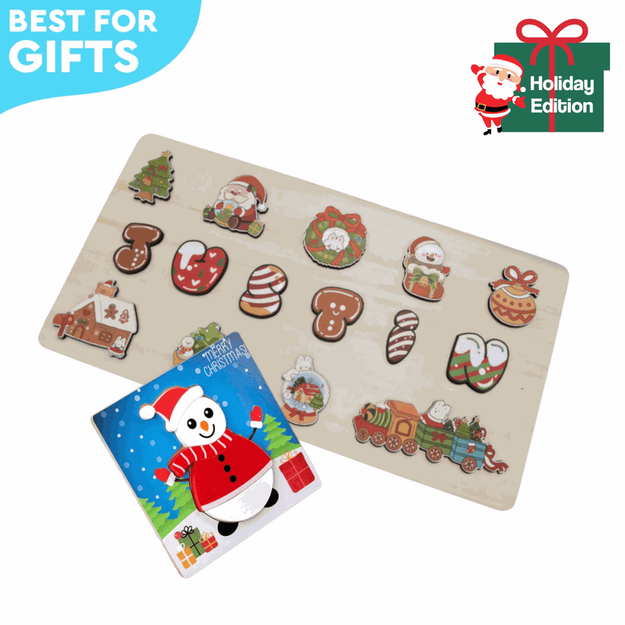 Custom Name Montessori Board Christmas-themed wooden name puzzle for kids educational gift