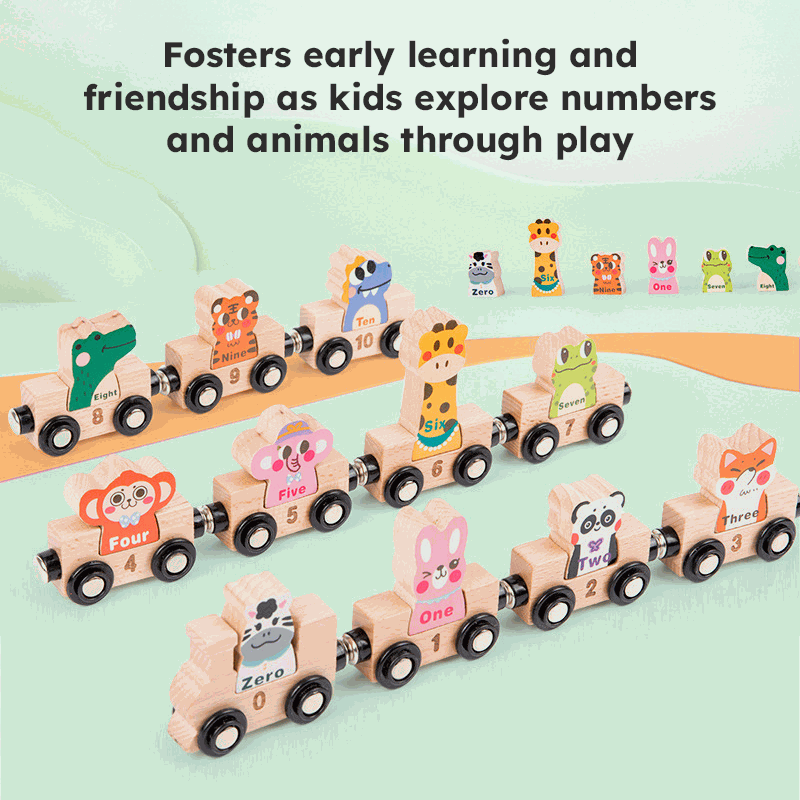 Wooden Animals & Numbers Magnetic Train Set