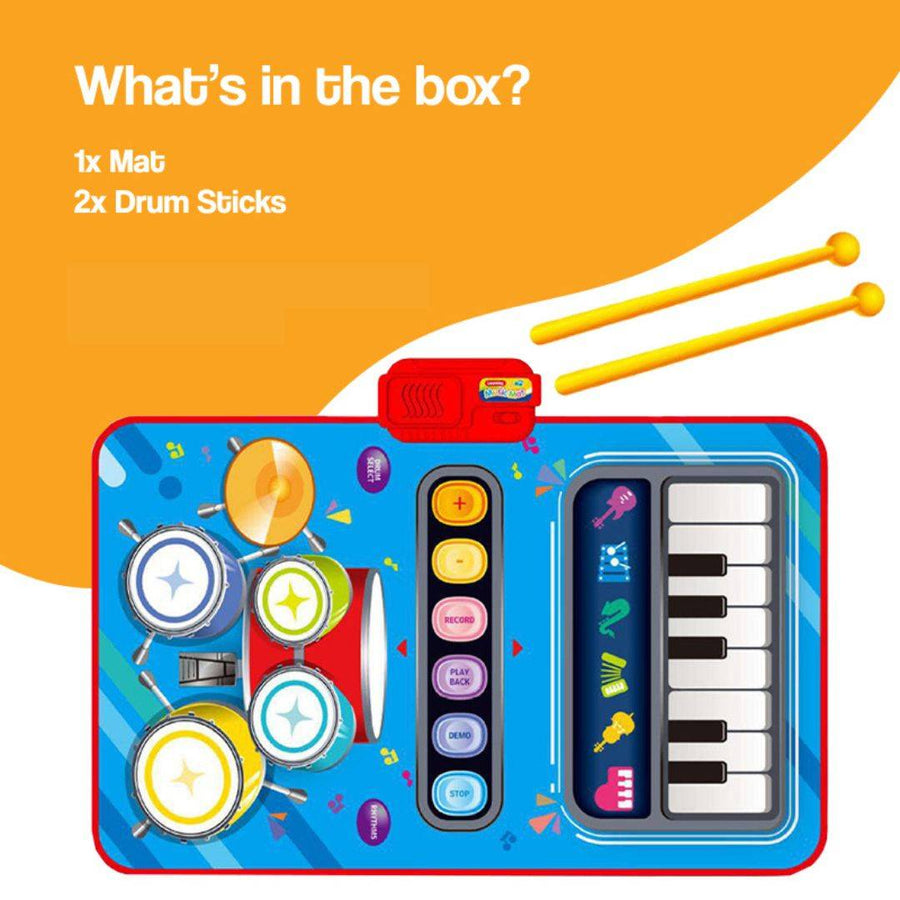 Interactive Music Maestro Non-Slip Play Mat Set with Drumsticks
