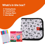 MagicWipe reusable mess-free drawing book with colorful pens and cleaning wipes for kids creative play