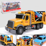 Oversized timber transport toy truck with crane, lights, and music for kids aged 4-6