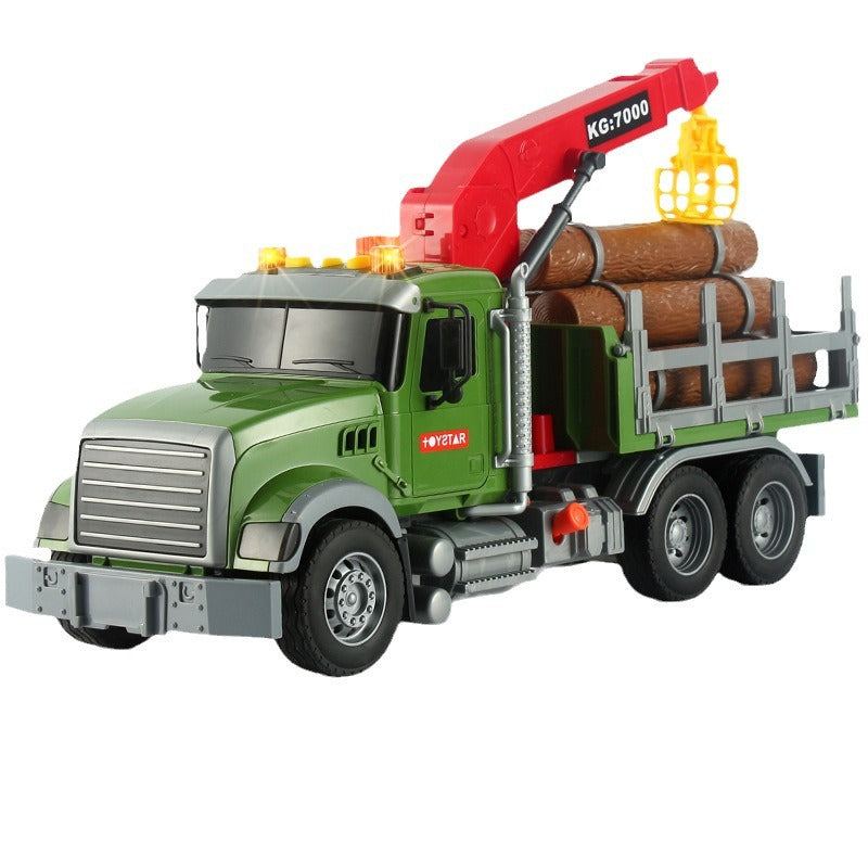 Oversized Timber Transport Toy Truck with Crane