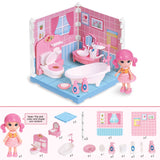 Colorful simulation furniture play set for kids with bedroom, kitchen, bathroom, and study pieces