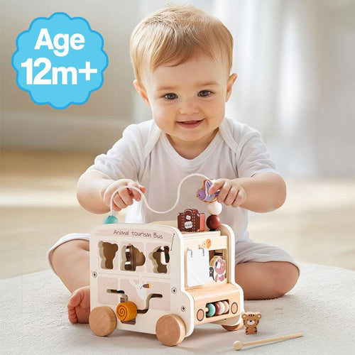 8-in-1 Wooden Montessori Busy Bus