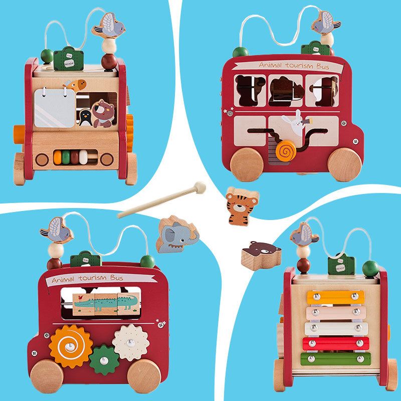 8-in-1 Wooden Montessori Busy Bus