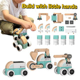 TinyBuilder Wooden Montessori Vehicle Set