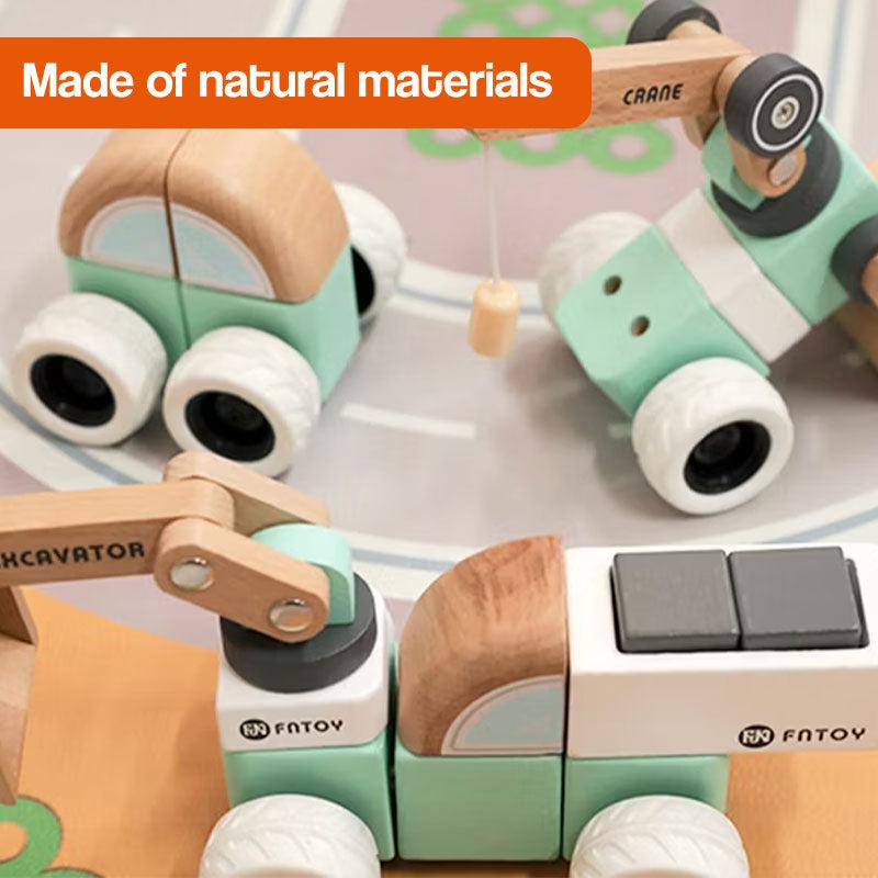 TinyBuilder Wooden Montessori Vehicle Set