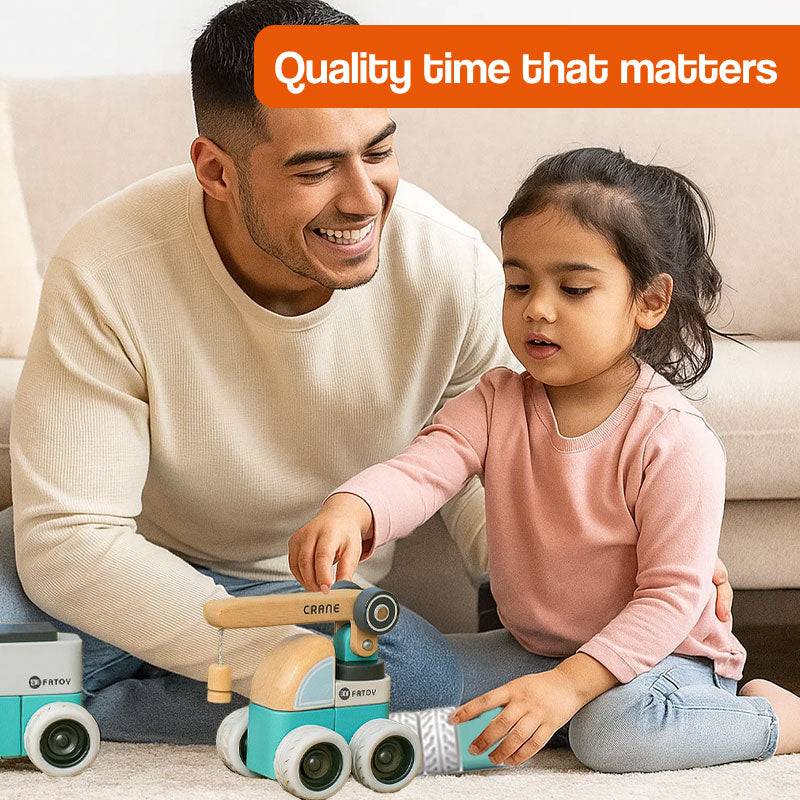 TinyBuilder Wooden Montessori Vehicle Set