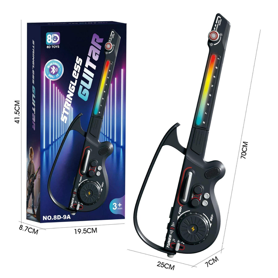 Multifunctional Bluetooth DJ guitar with stringless design and colorful lights for kids' music play and skill development