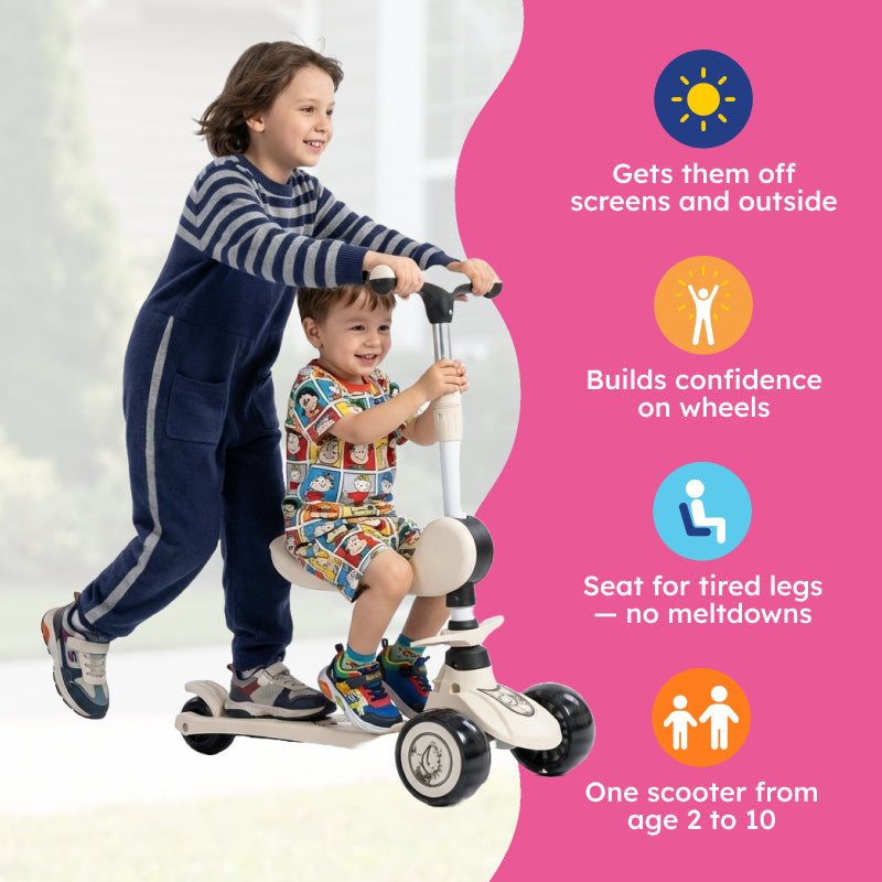 2-in-1 Sit & Scoot Folding Scooter