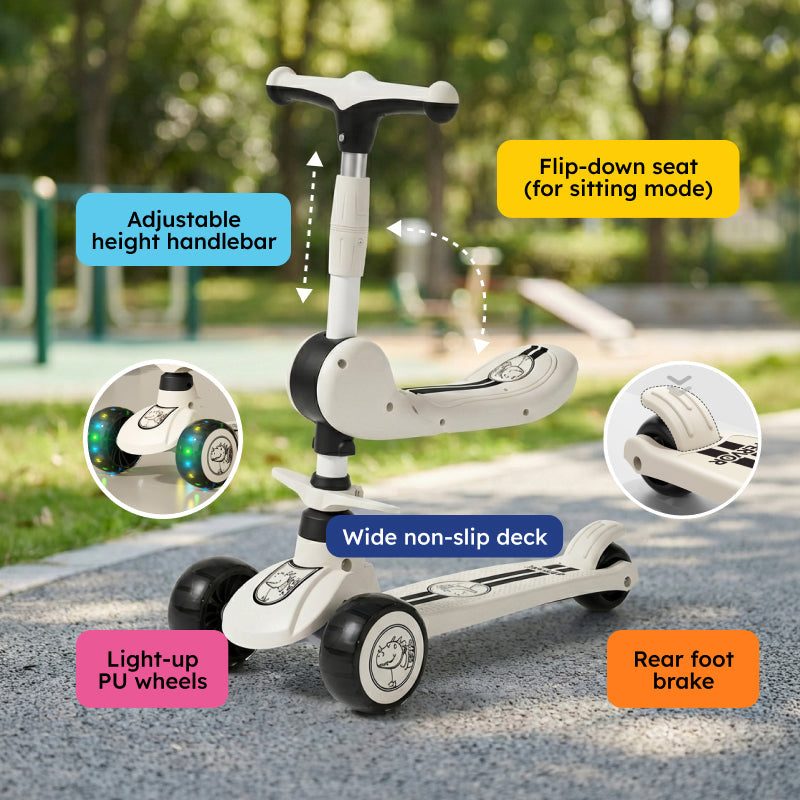 2-in-1 Sit & Scoot Folding Scooter