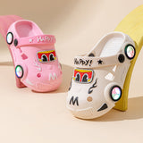 Light-Up Car Cartoon Slip-On Sandals with Closed Toe Anti-Slip Soft Sole
