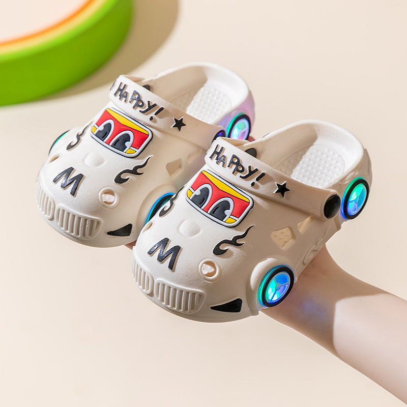 Light-Up Car Cartoon Slip-On Sandals with Closed Toe Anti-Slip Soft Sole (view 8)