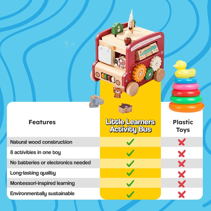 8-in-1 Wooden Montessori Busy Bus