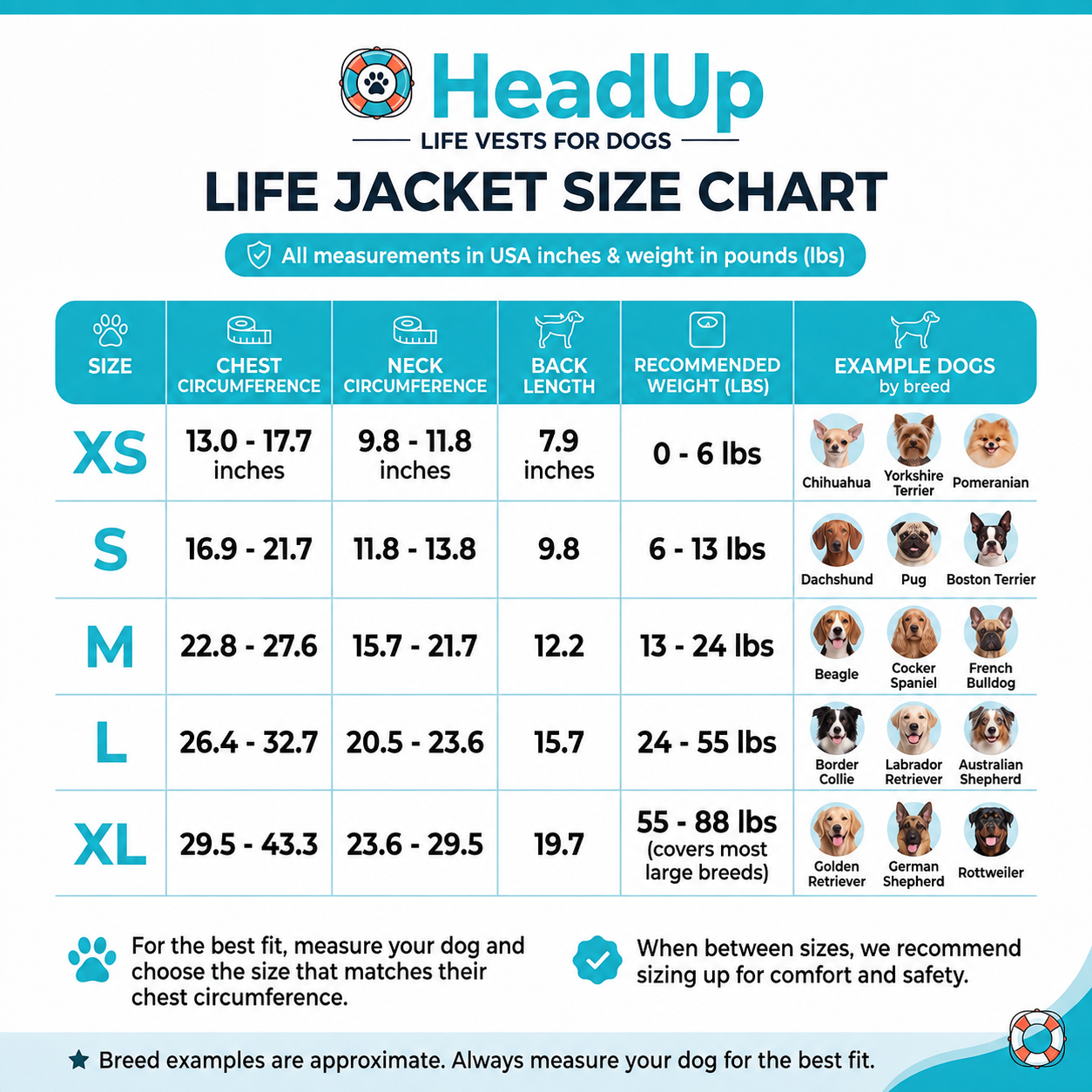 HeadUp - dog life jacket with chinlift® head rest