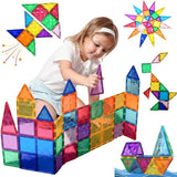 Colorful magnetic building tiles and figures bundle for creative play and learning