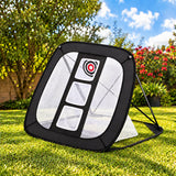 3-Target Square pop-up golf chipping net in backyard