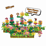 Educational garden building flower toys set with 282 colorful flower pieces and butterfly figures for creative play and motor skill development.