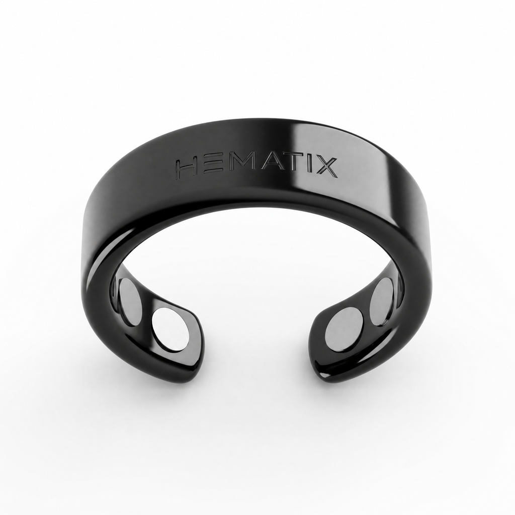 Hematix black magnetic ring with four magnets