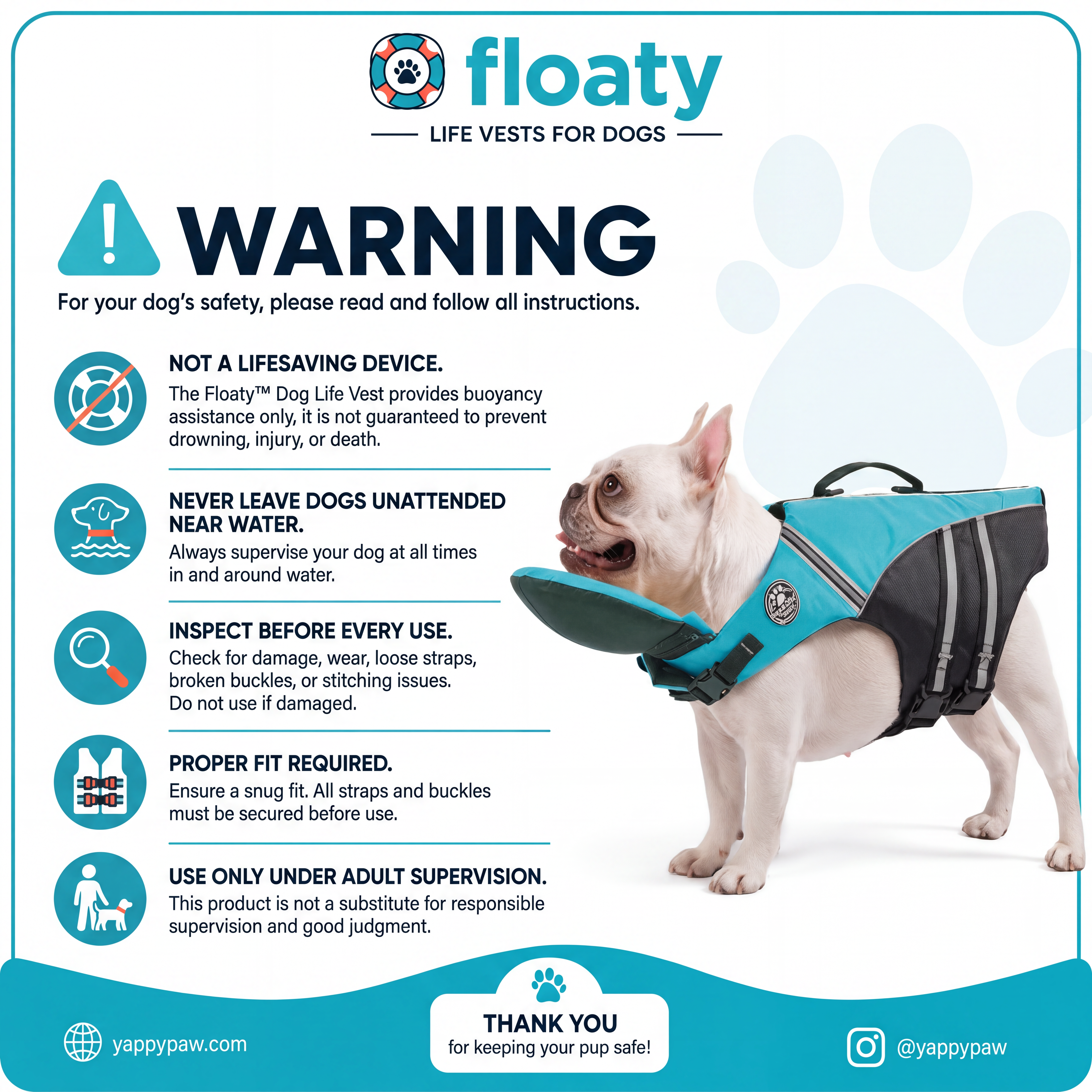 HeadUp - dog life jacket with chinlift® head rest
