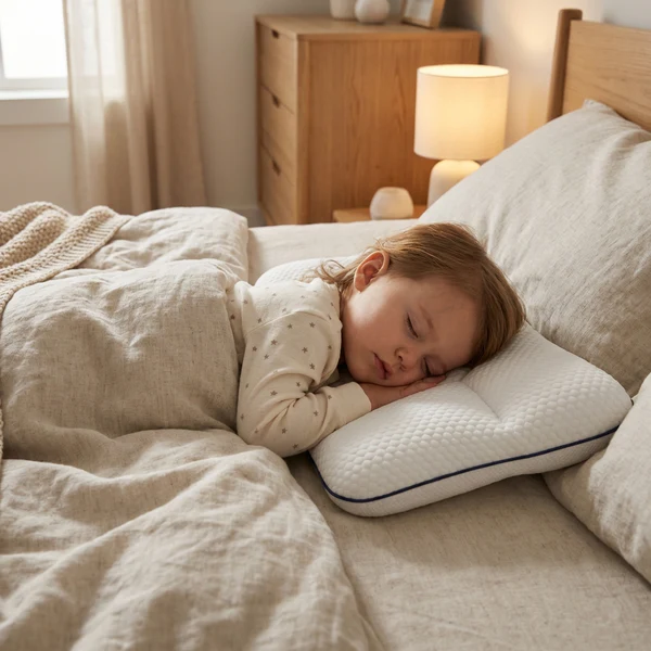 Child sleeping with ergonomic pillow