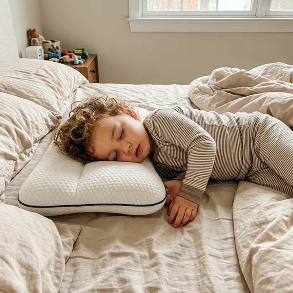 Child sleeping with ergonomic pillow