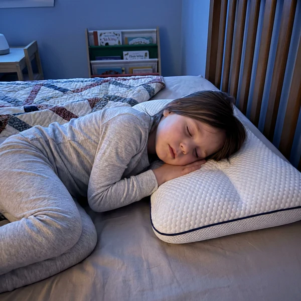 Child sleeping with ergonomic pillow