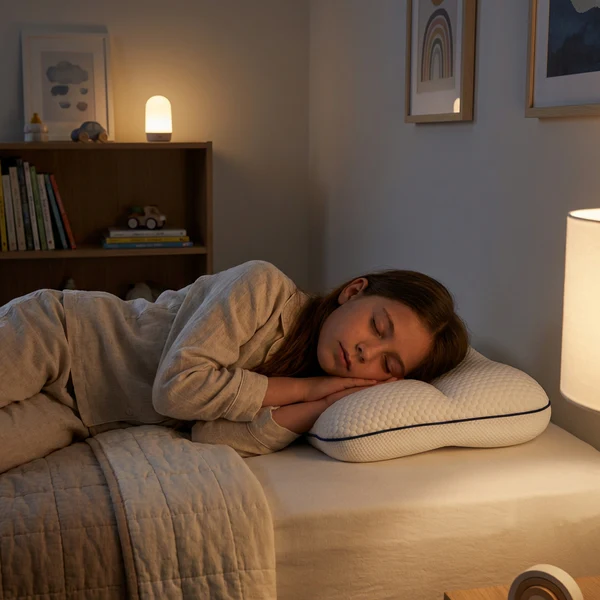 Child sleeping with ergonomic pillow