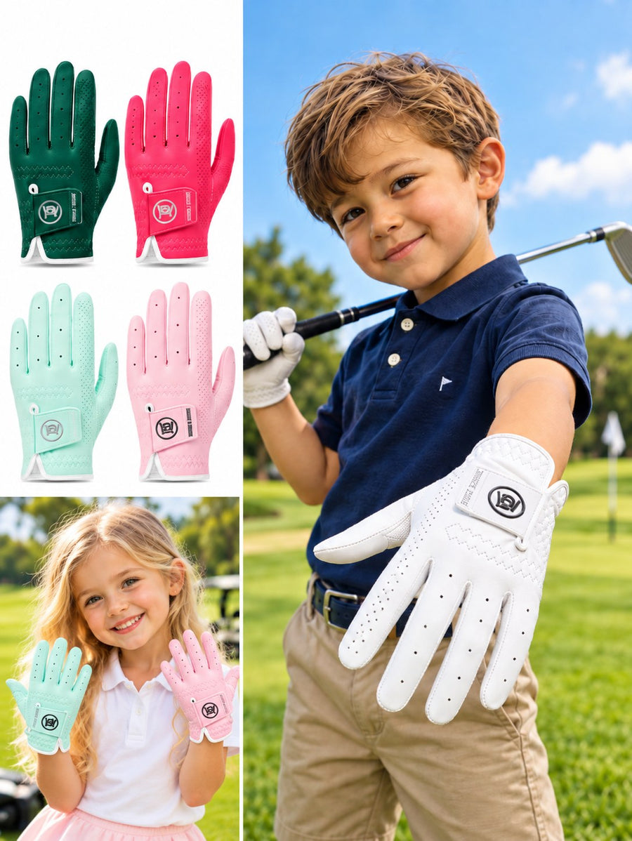 Pro style golf glove worn by a young golfer
