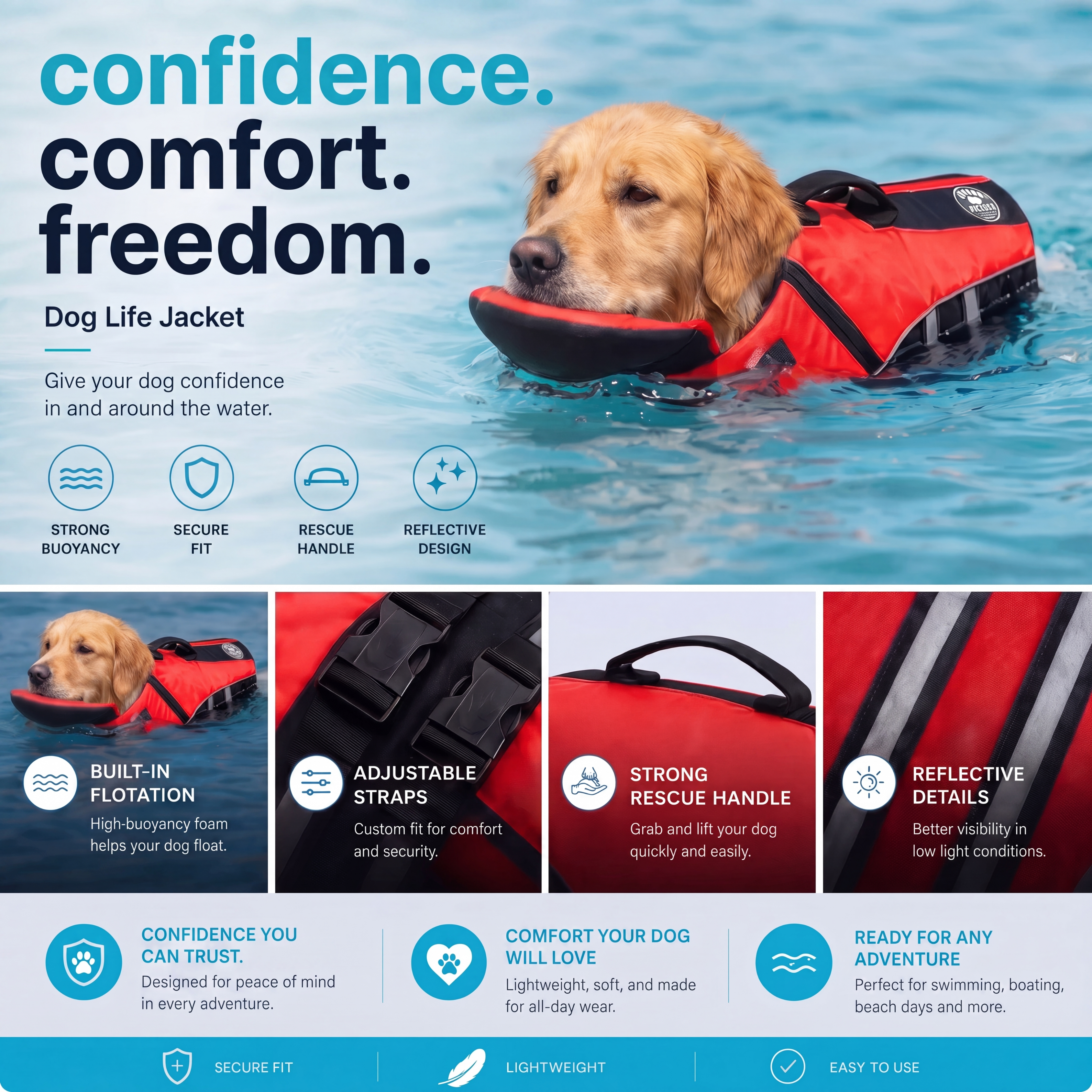 HeadUp - dog life jacket with chinlift® head rest