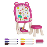 Foldable Double-Sided Kids Art Easel with Stool