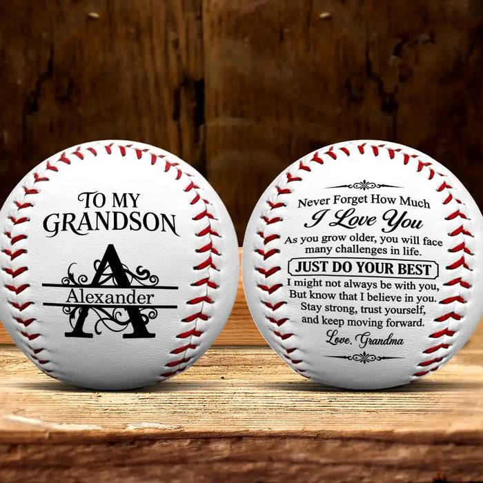 To My Grandson Never Forget How Much I Love You | Personalized Baseball
