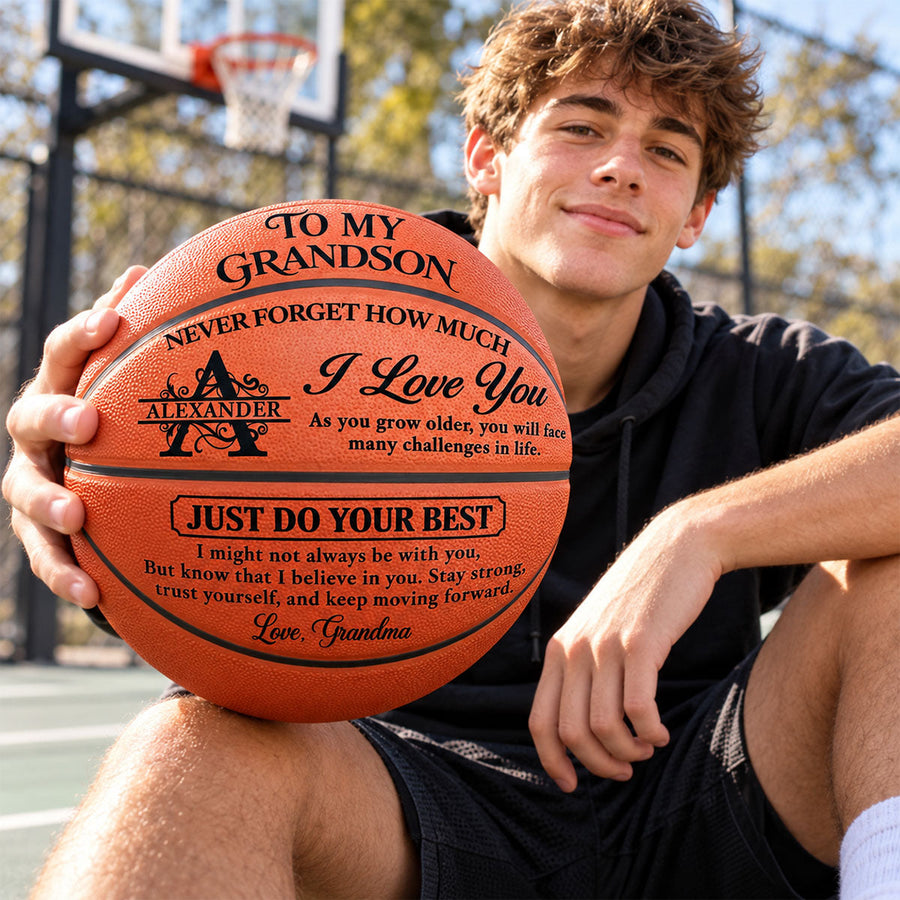 To My Grandson Never Forget How Much I Love You | Personalized Basketball