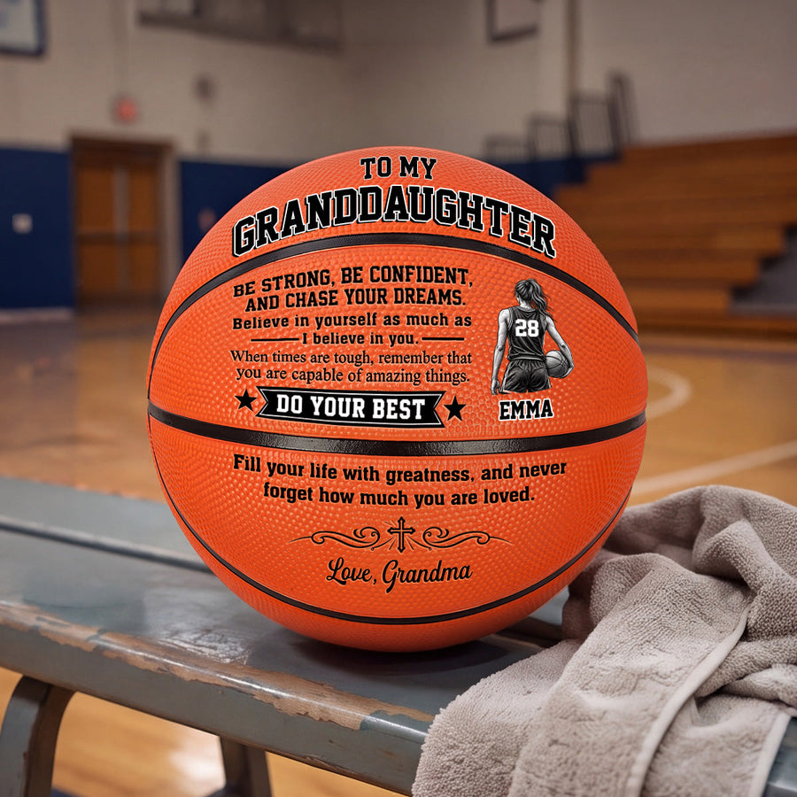 To My Grandson My Son Be Strong And Chase Your Dream | Personalized Basketball